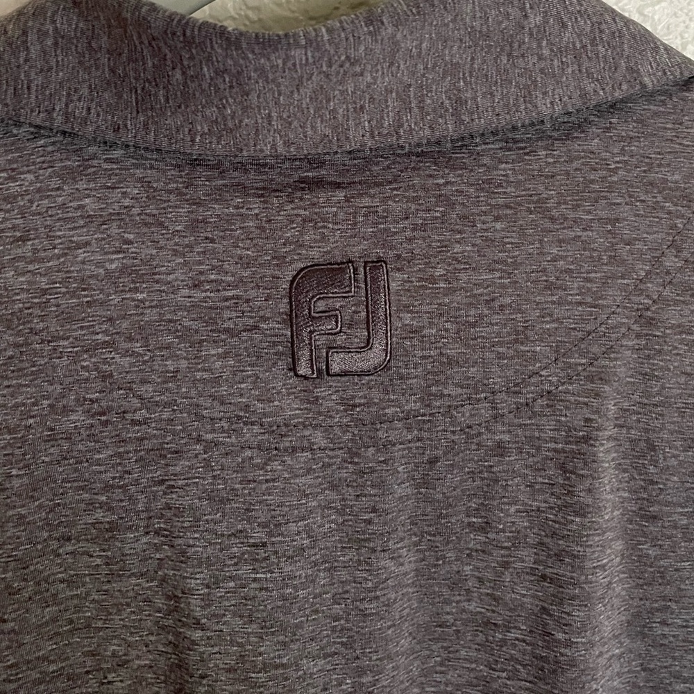 FootJoy Solid Lisle Self Collar Golf Polo XL Heather Charcoal Grey - Picture 5 of 10